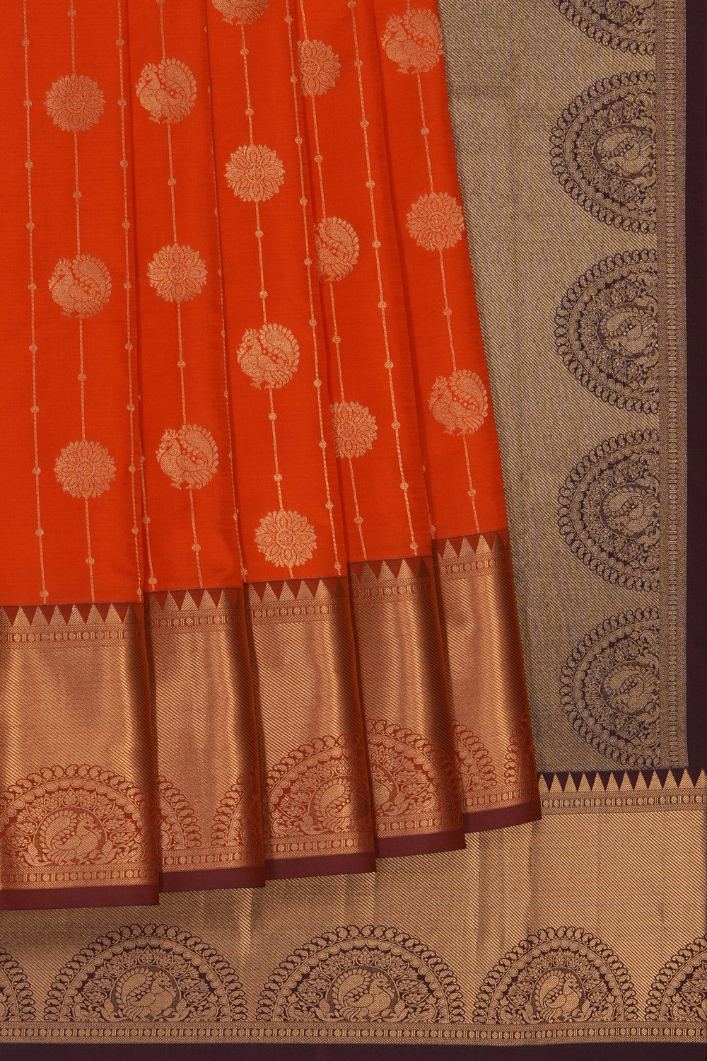 Image of Orange South Silk Saree