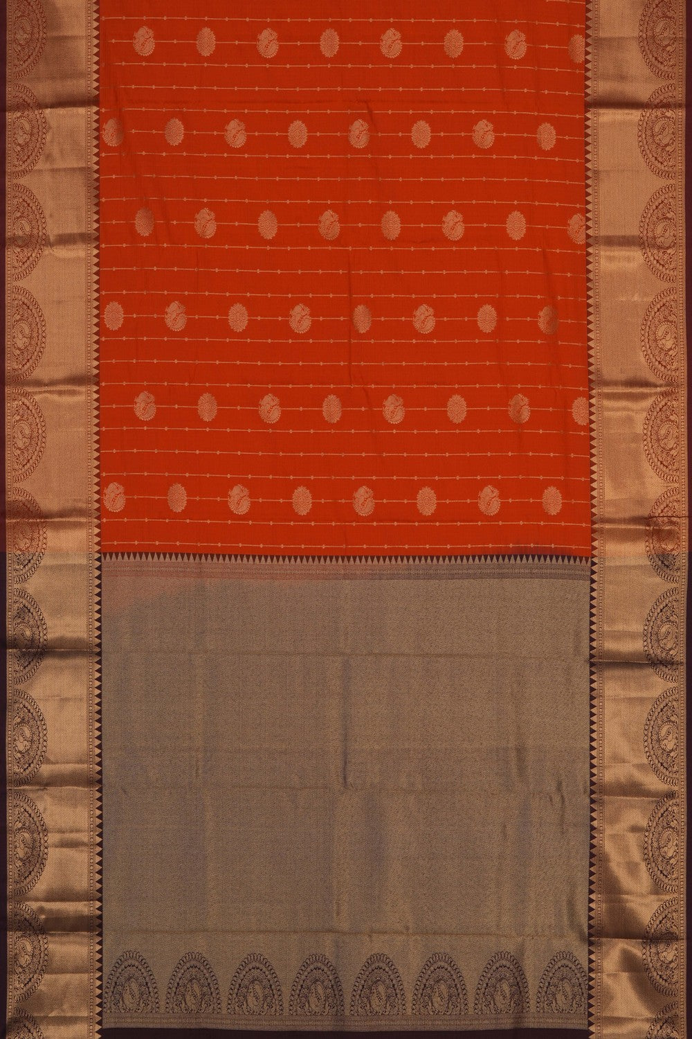 Image of Orange South Silk Saree