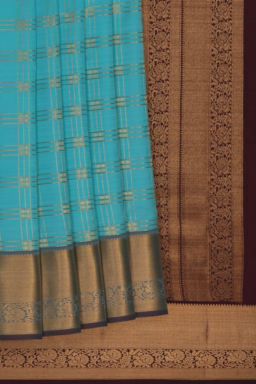 Image of Aqua Blue South Silk Saree