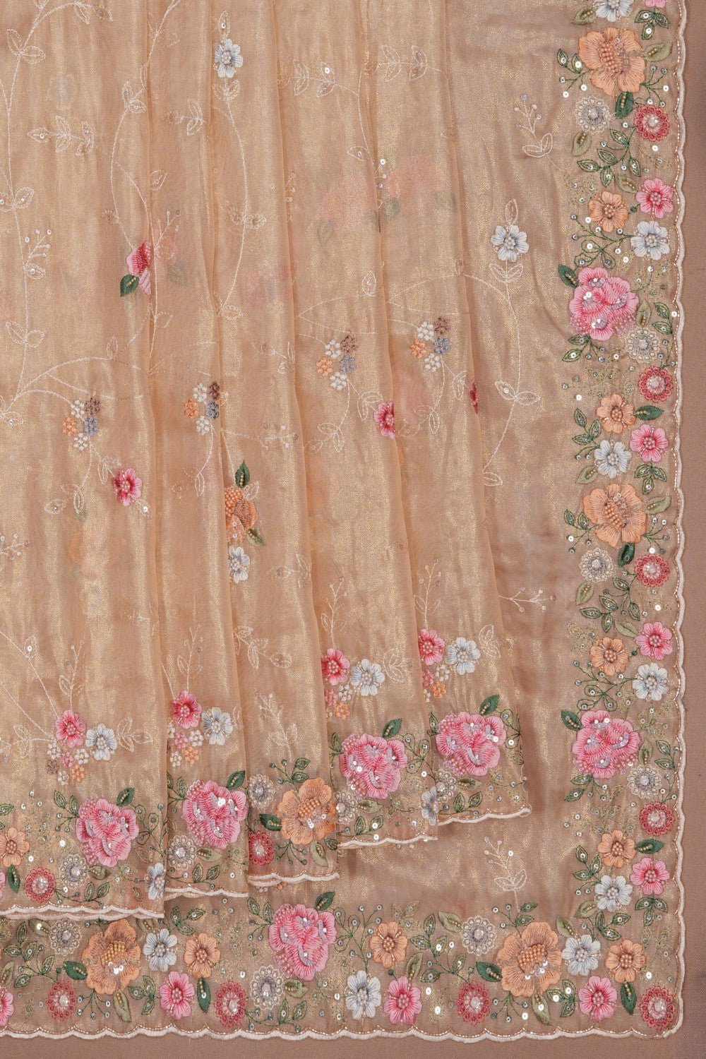 Image of A Gold Tissue Embroidered Saree