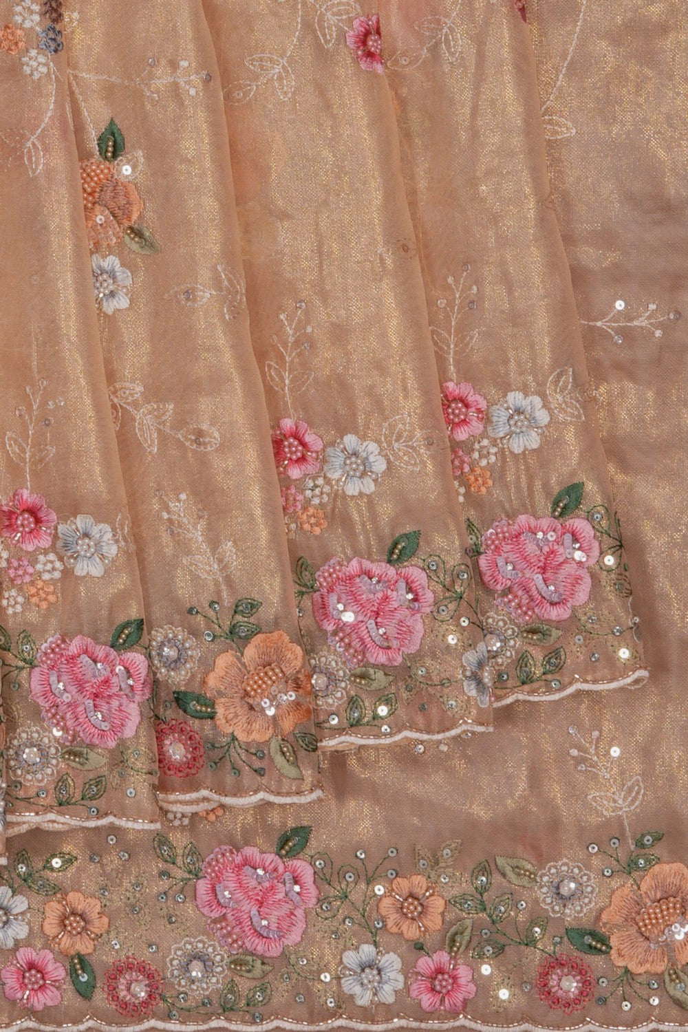 Image of A Gold Tissue Embroidered Saree