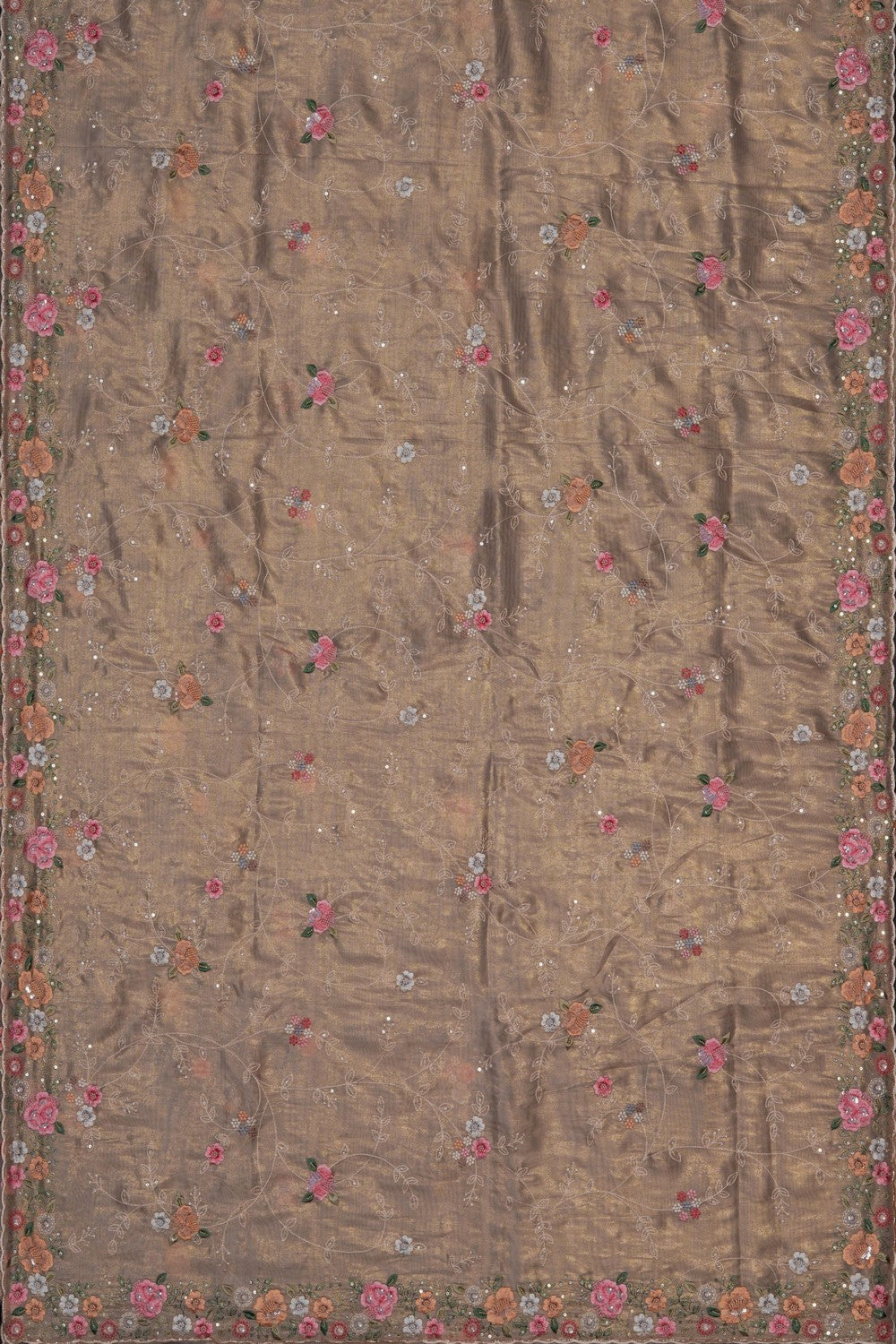 Image of A Gold Tissue Embroidered Saree