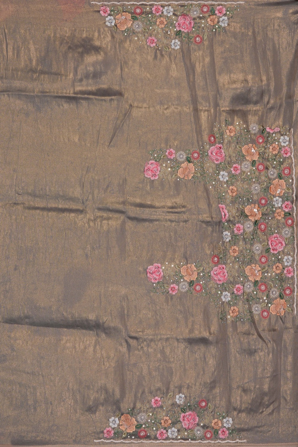 Image of A Gold Tissue Embroidered Saree
