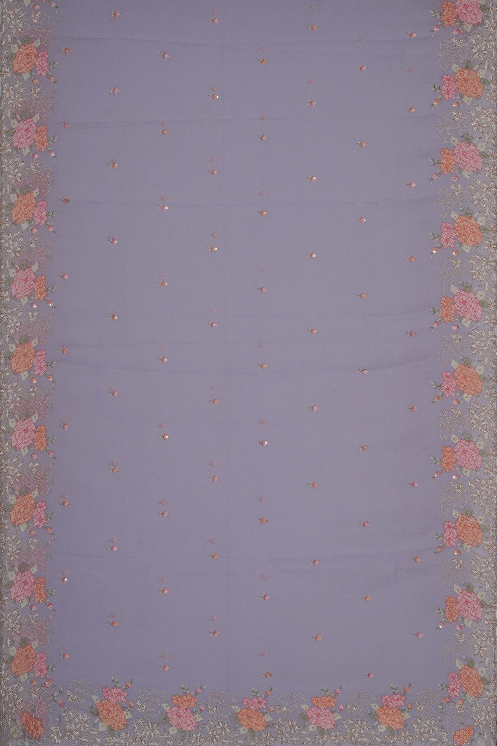 Image of Lavender Tissue Embroidered Saree