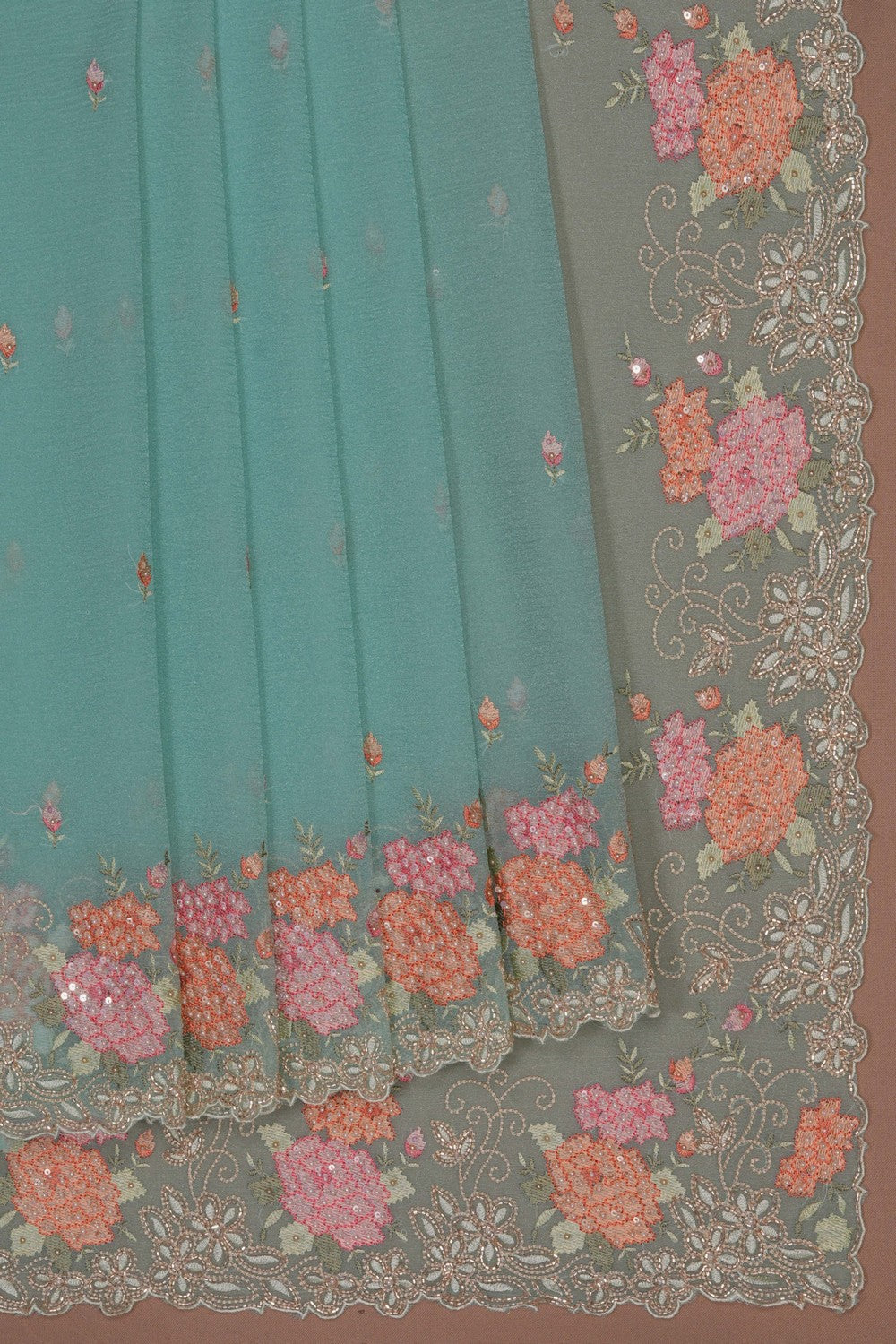 Image of A Soft Tissue Embroidered Saree
