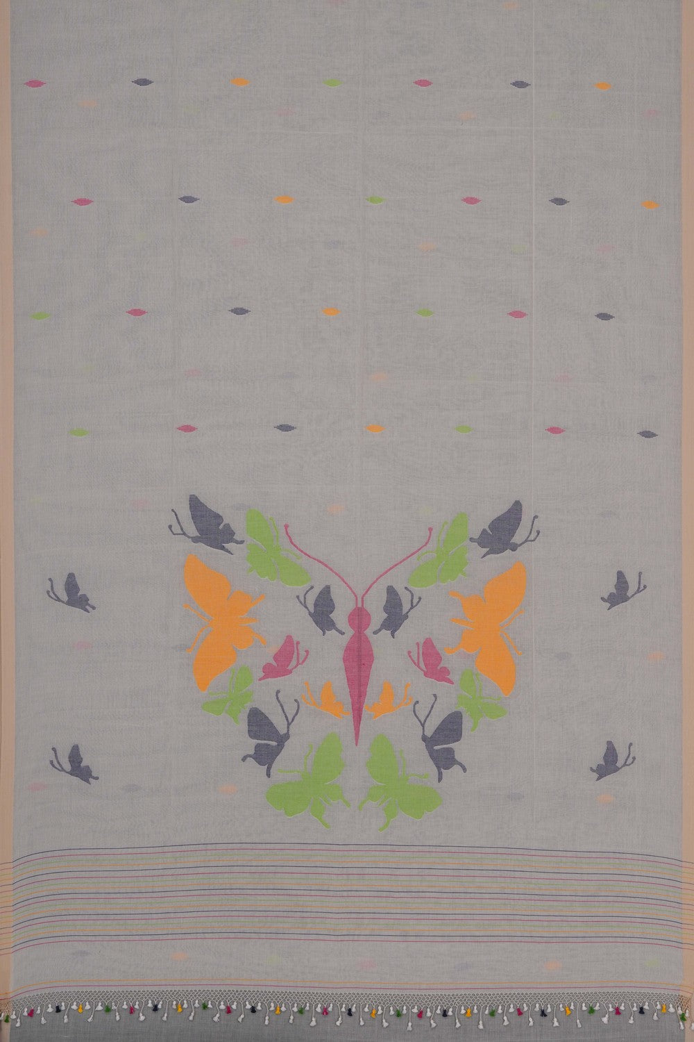Image of The Dhakai Jamdani Craft Off-White Saree