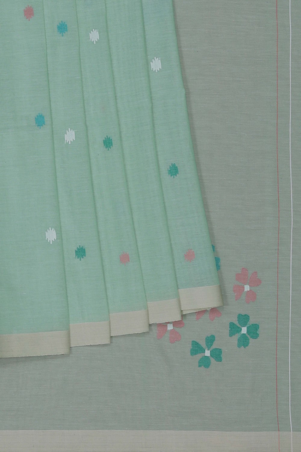 Image of The Dhakai Jamdani Craft Green Saree
