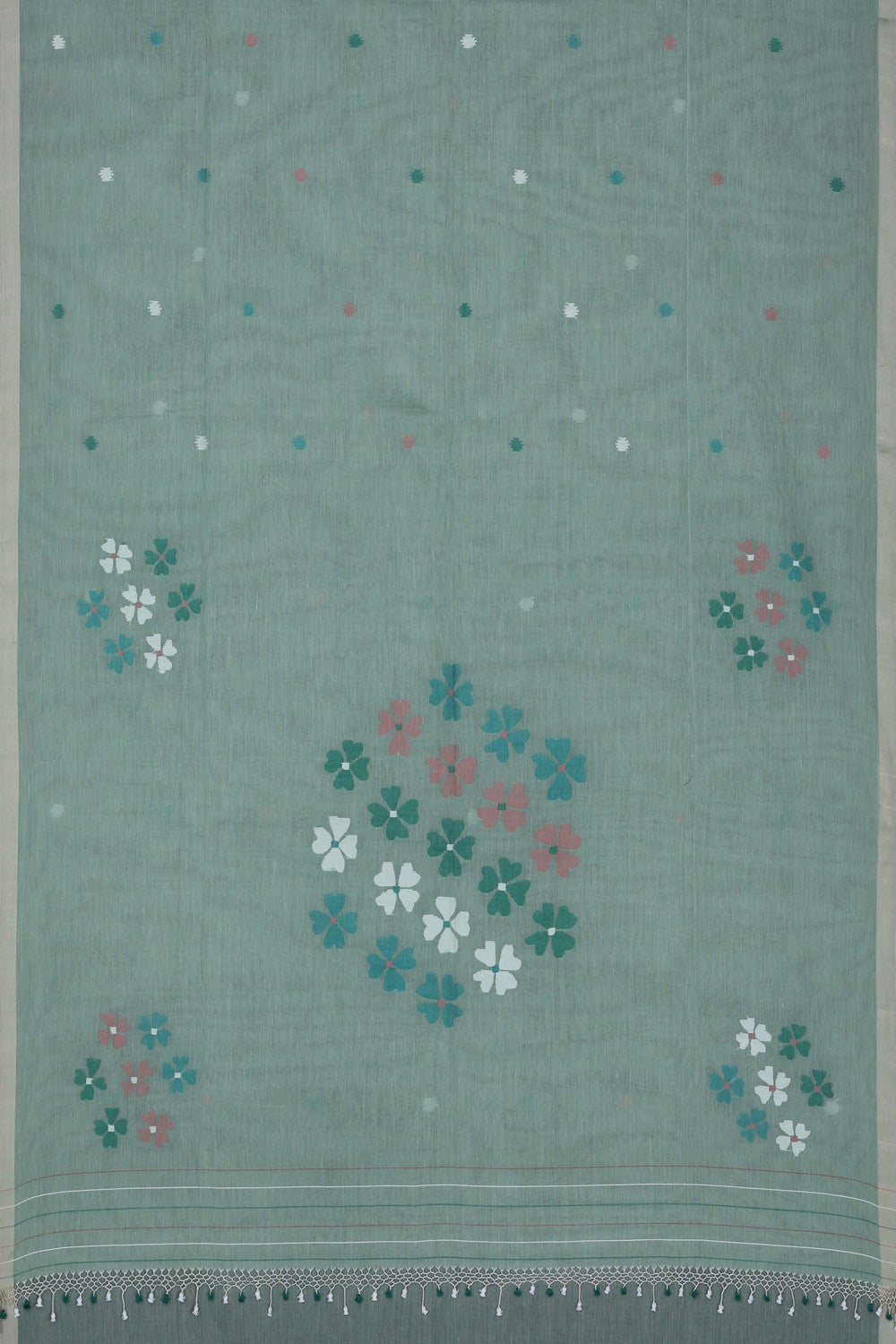 Image of The Dhakai Jamdani Craft Green Saree