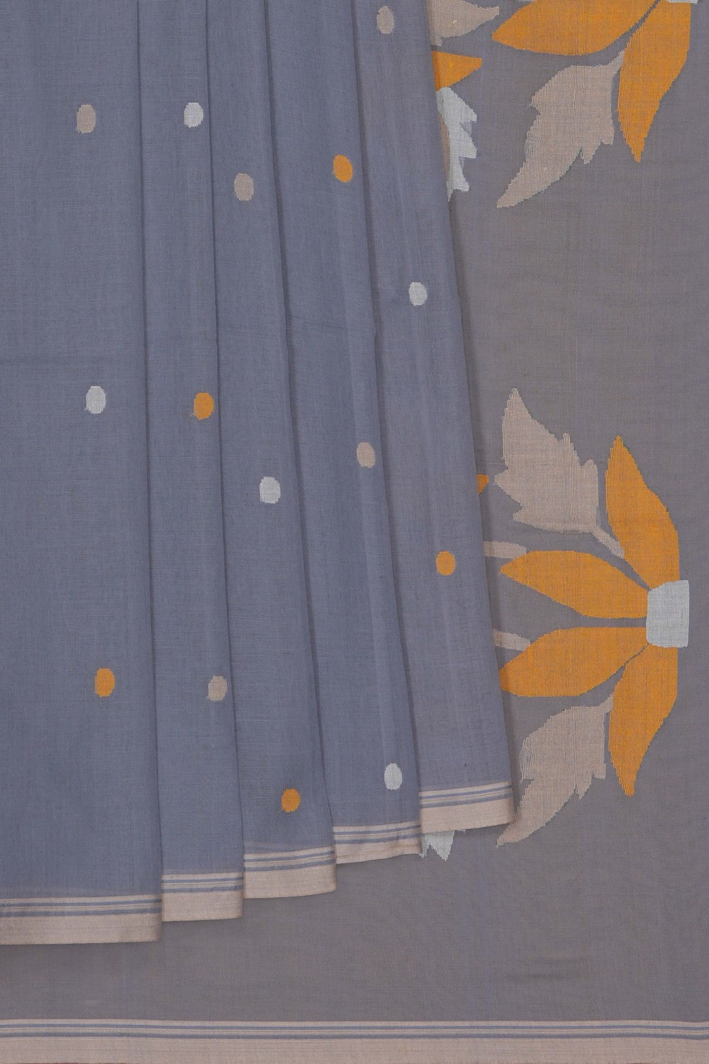 Image of The Dhakai Jamdani Craft Grey Saree