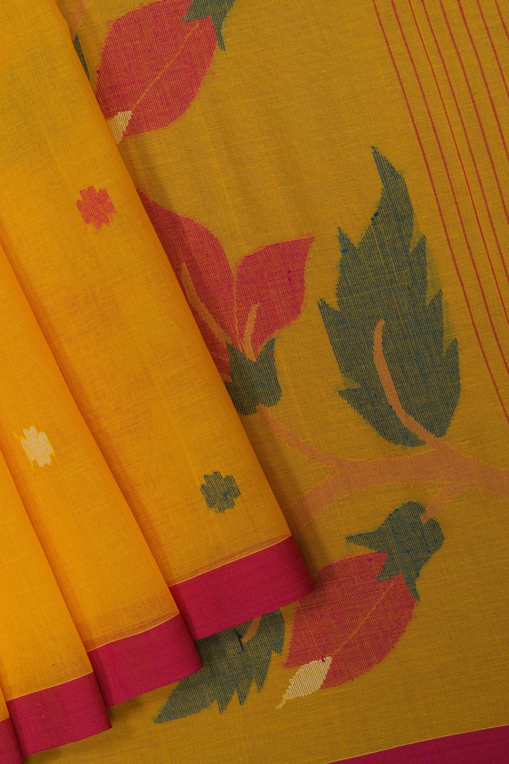 Image of The Dhakai Jamdani Craft Yellow Saree