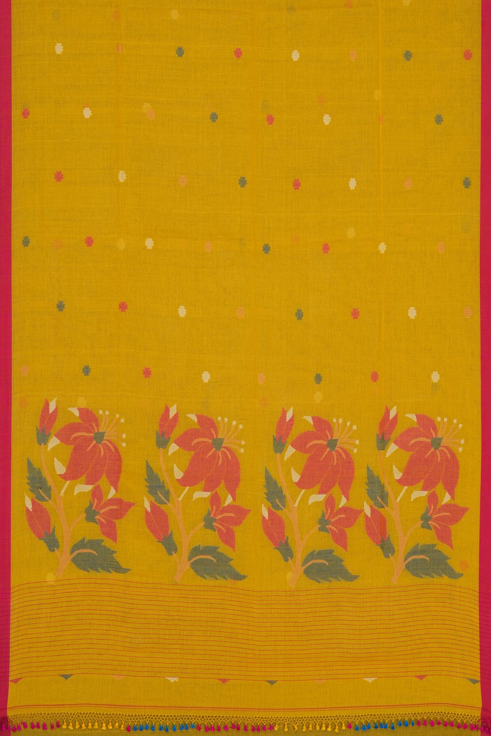 Image of The Dhakai Jamdani Craft Yellow Saree
