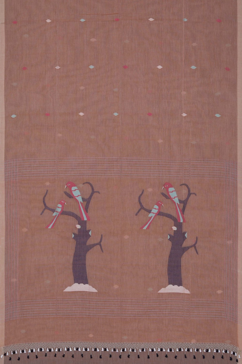Image of The Dhakai Jamdani Craft Peach Saree