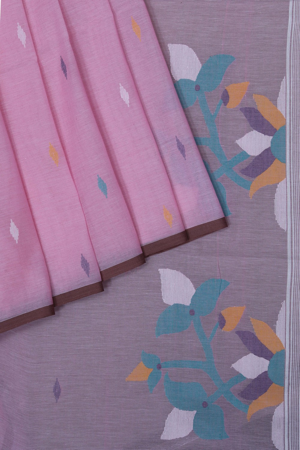 Image of The Dhakai Jamdani Craft Pink Saree