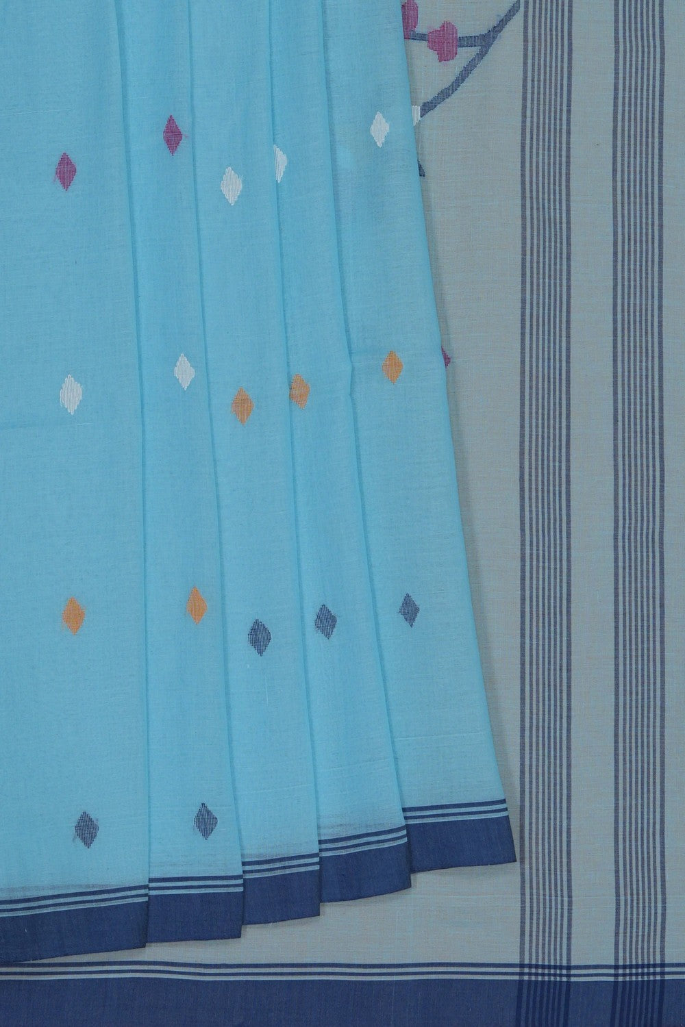 Image of The Dhakai Jamdani Craft Blue Saree