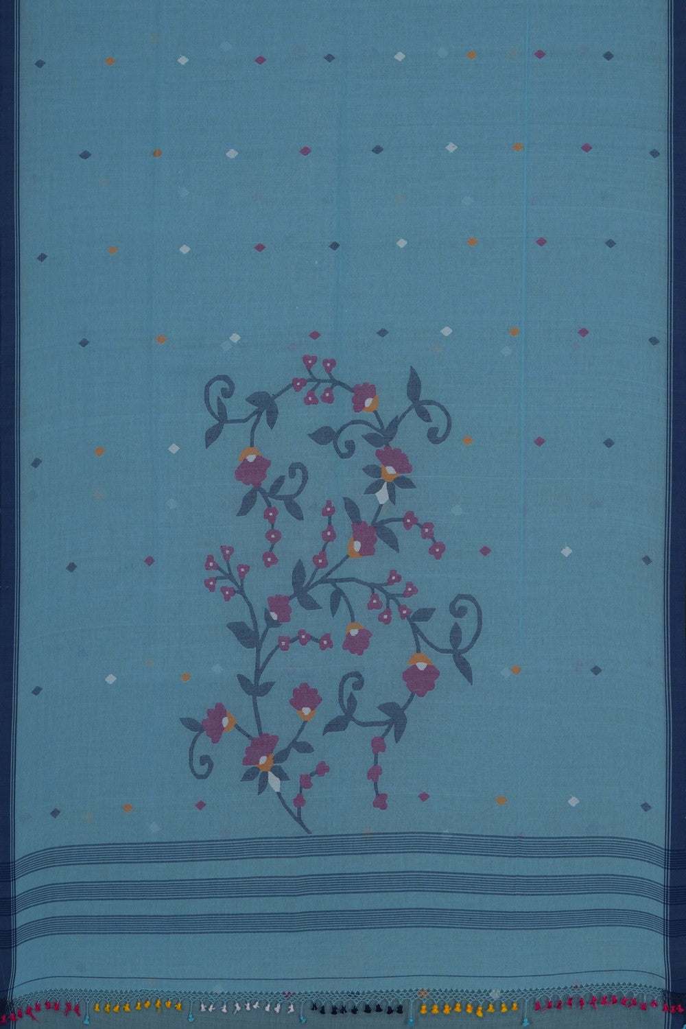 Image of The Dhakai Jamdani Craft Blue Saree