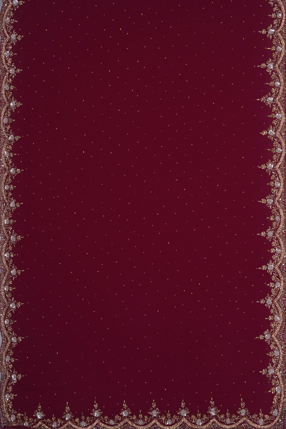 Image of Deep Wine Georgette Embroidered Saree