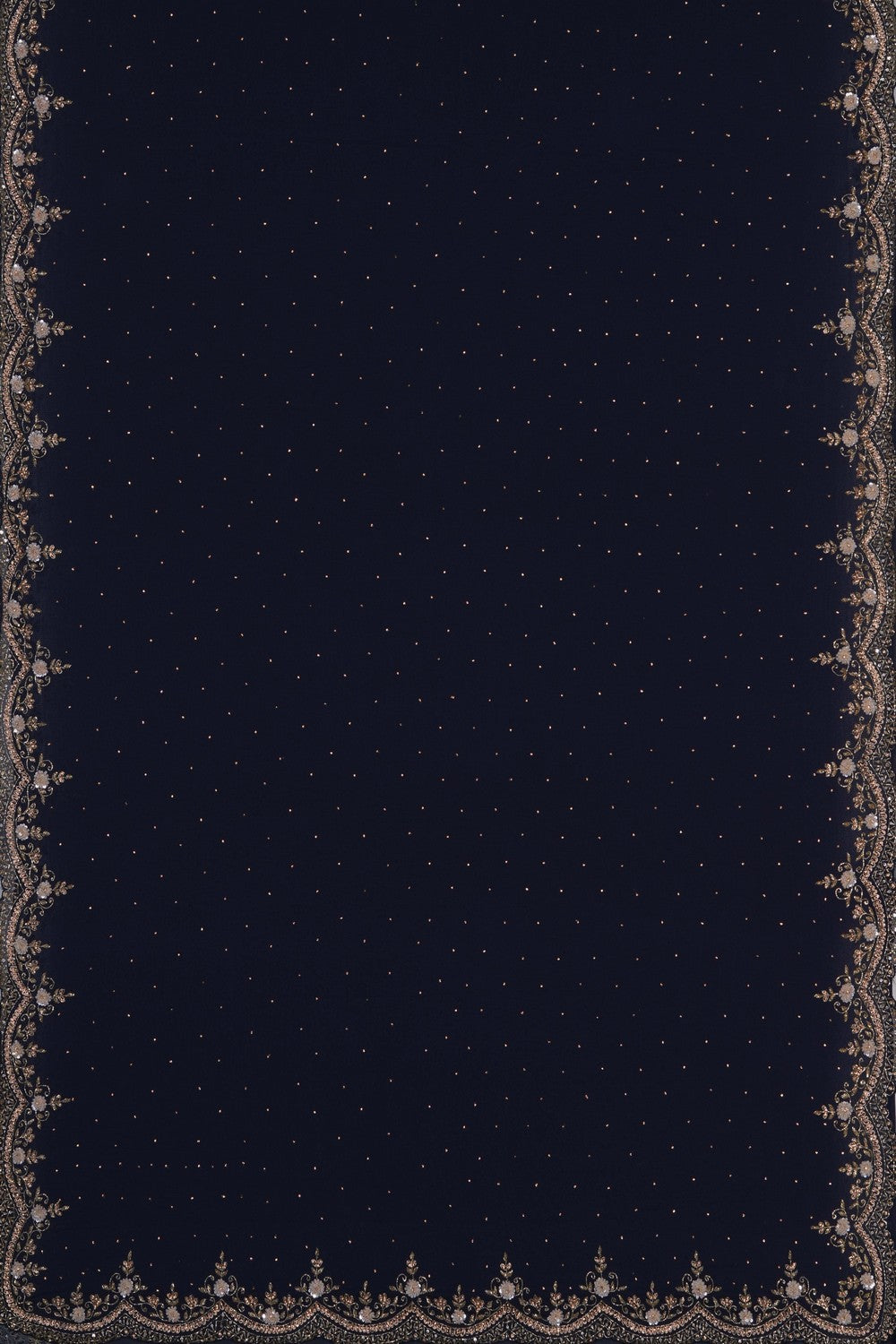 Image of Navy Blue Georgette Embroidered Saree
