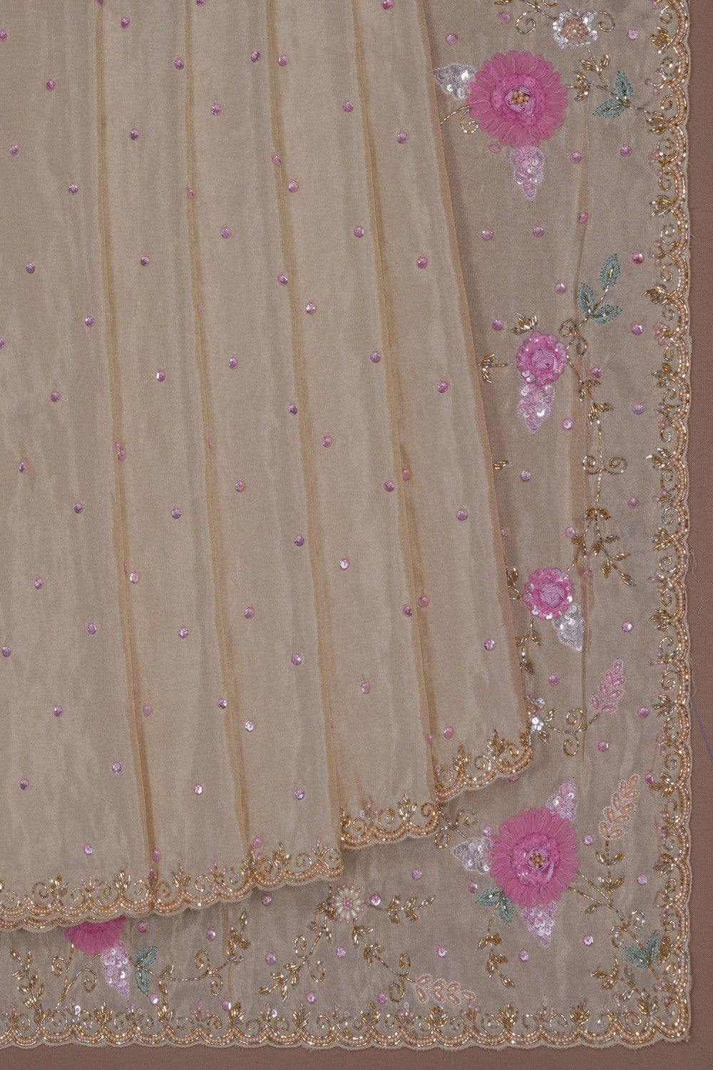 Image of Pink Embroidered Silk Saree