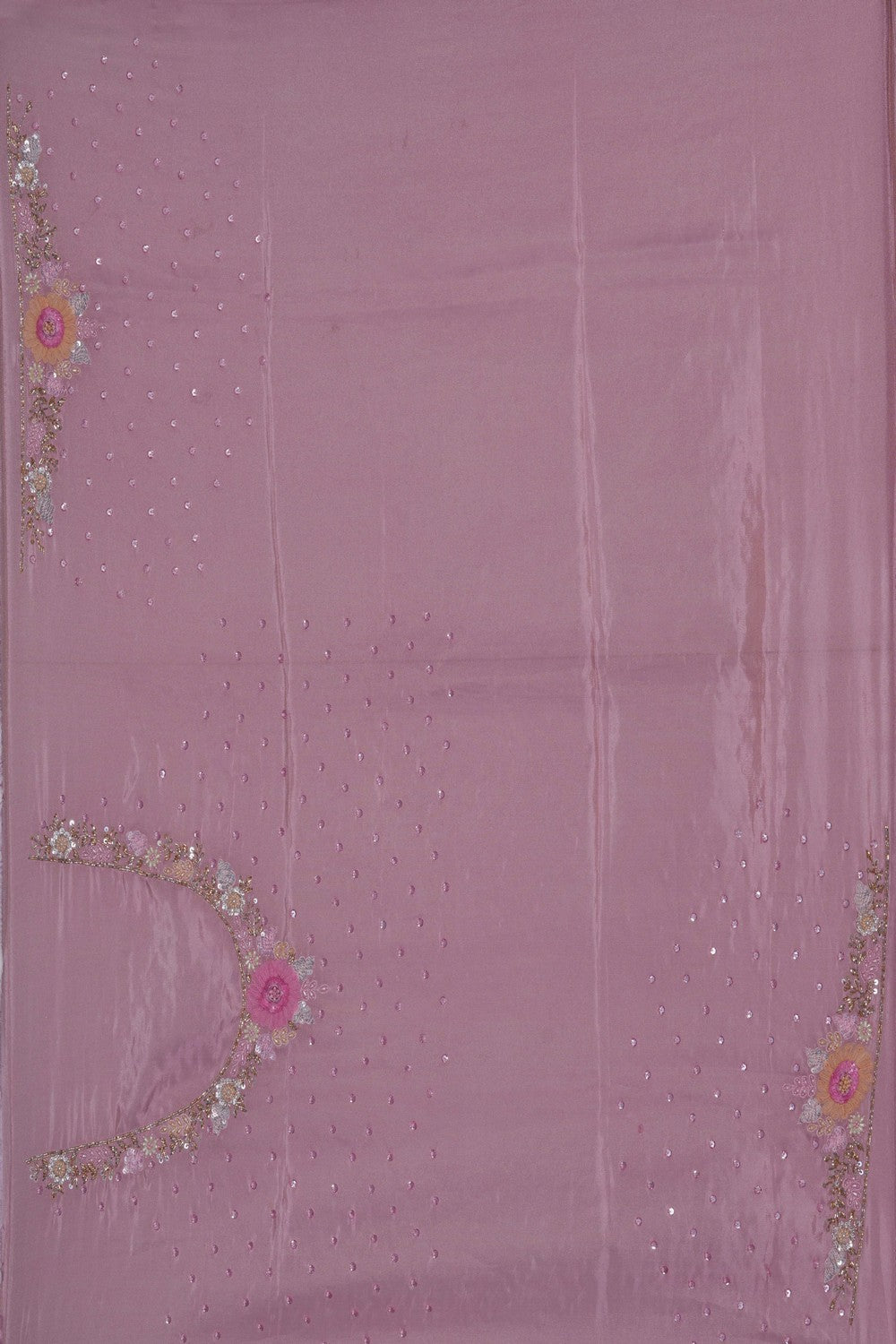 Image of Lavender Pink Embroidered Silk Saree