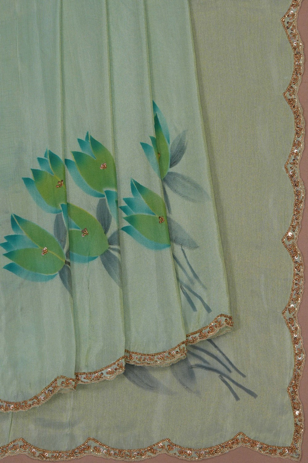 Image of A Green Embroidered Saree