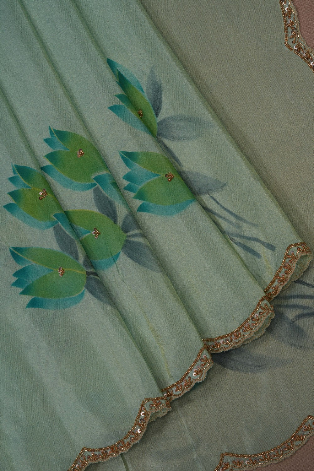 Image of A Green Embroidered Saree