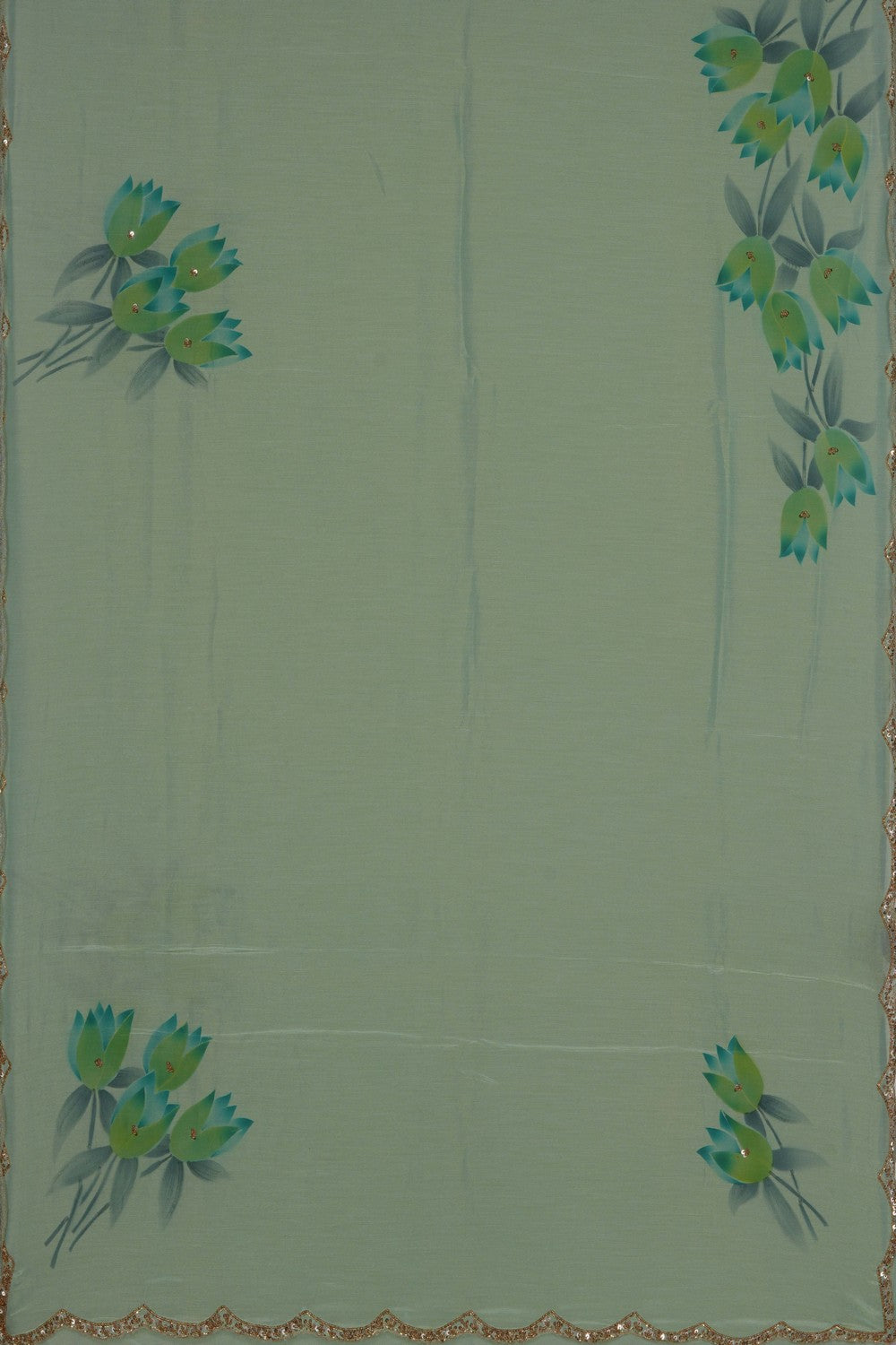 Image of A Green Embroidered Saree