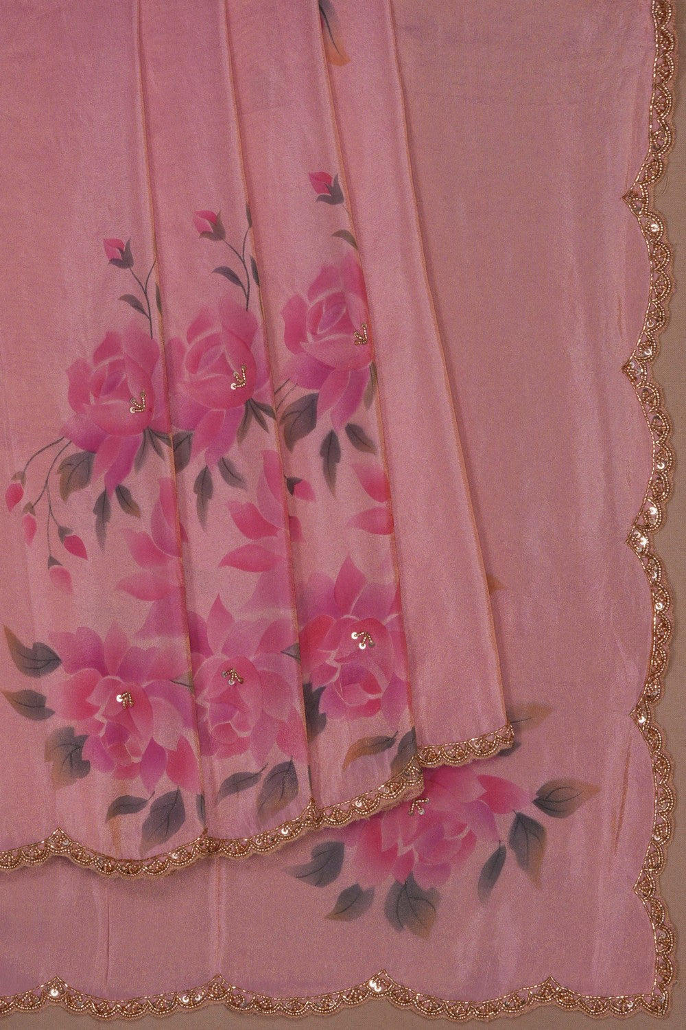 Image of A Pink Embroidered Saree