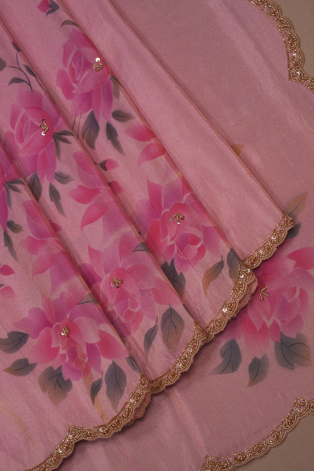 Image of A Pink Embroidered Saree