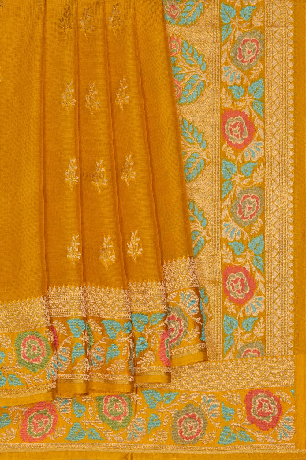 Image of Mustard Kota Silk Saree
