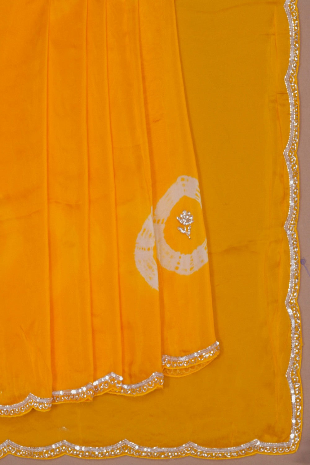 Image of Yellow Embroidered Silk Saree