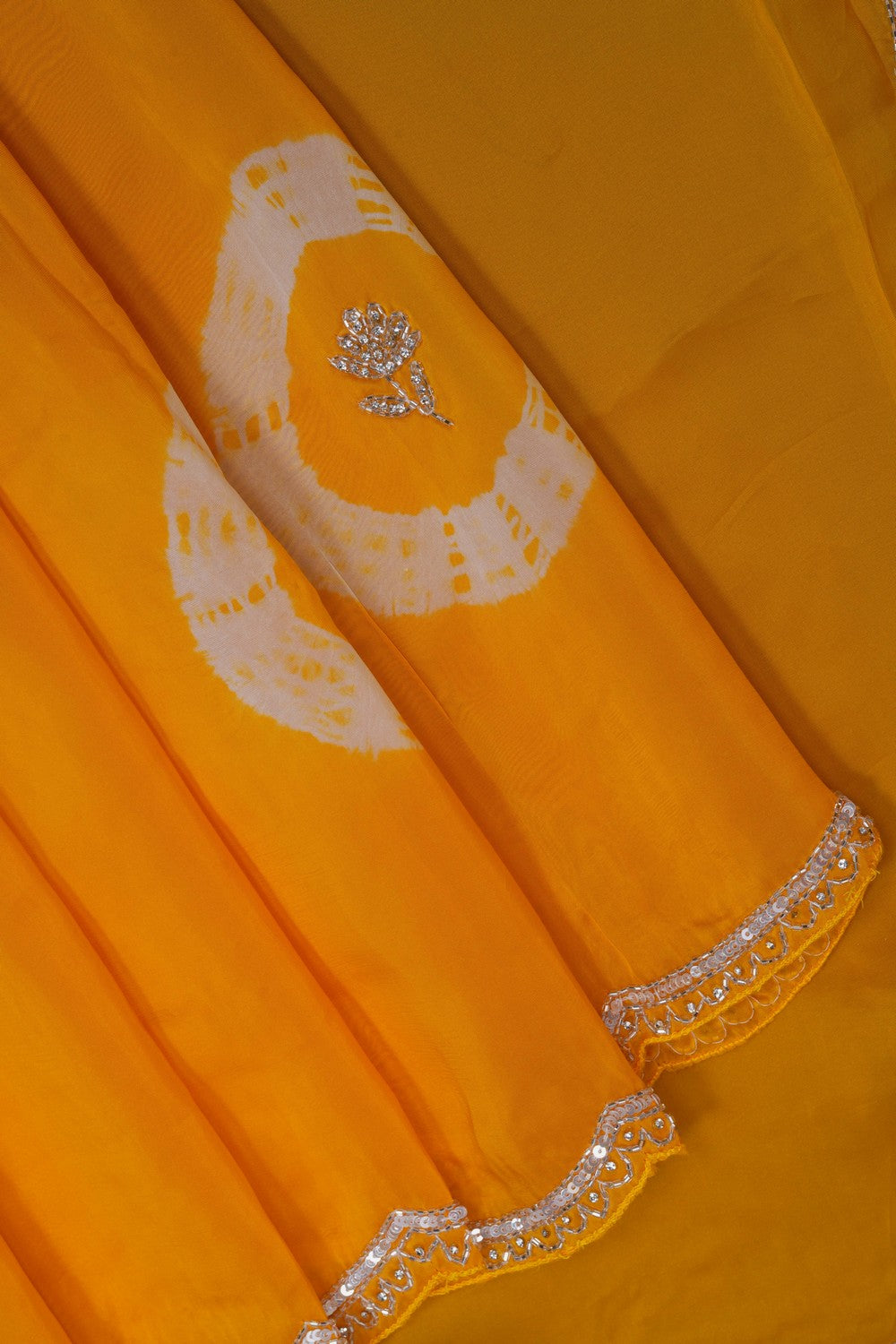 Image of Yellow Embroidered Silk Saree