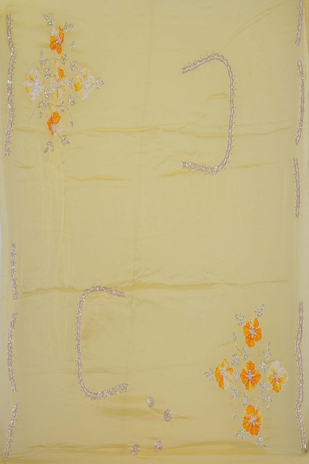 Image of Yellow Embroidered Silk Saree