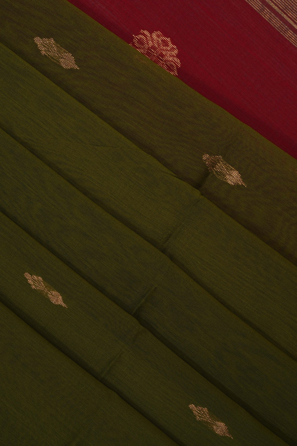 Image of Green Maheshwari Silk Cotton Saree