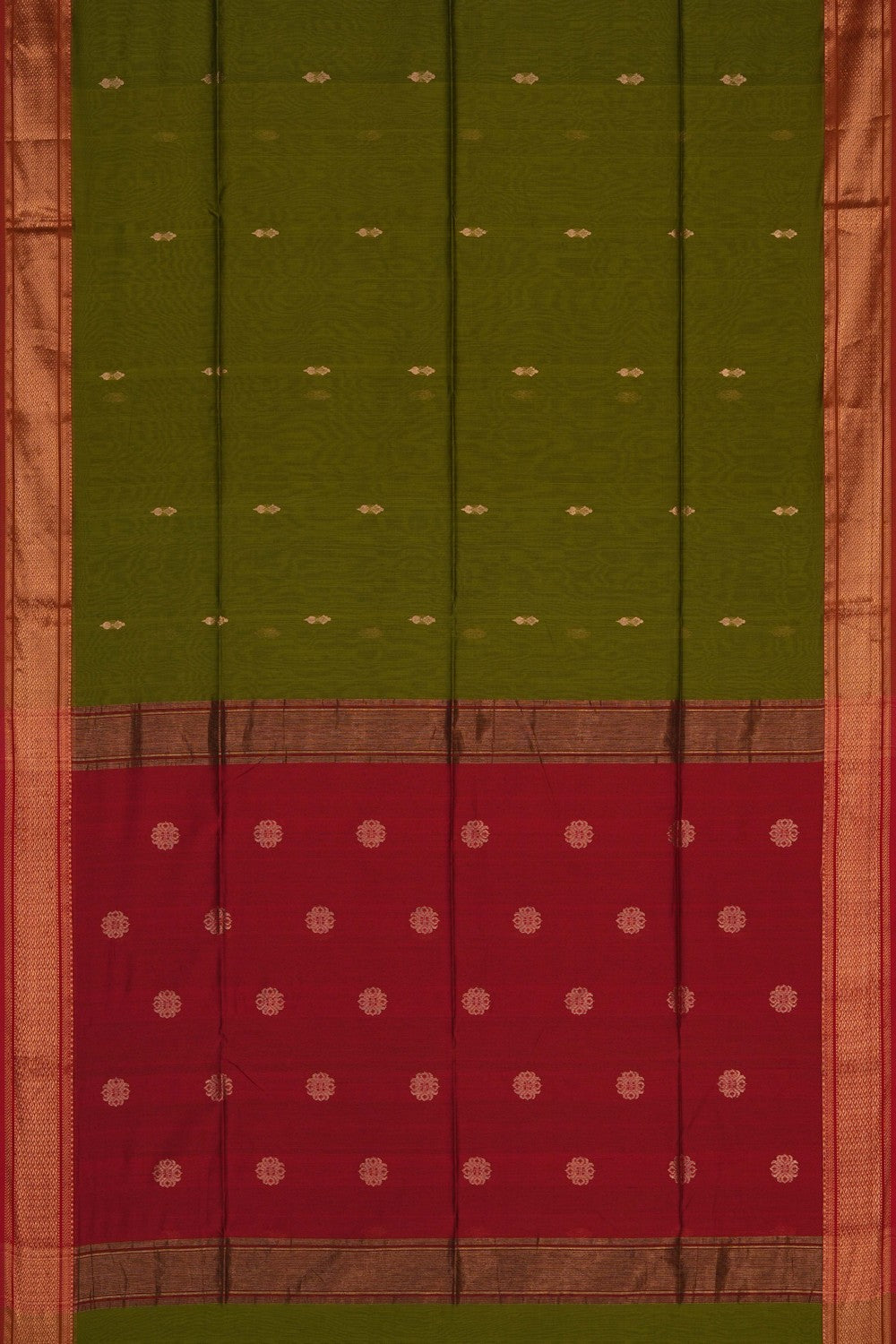 Image of Green Maheshwari Silk Cotton Saree