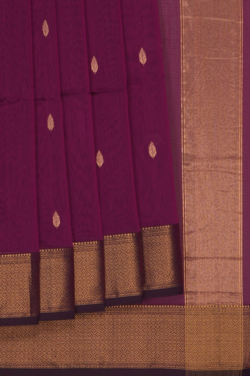 Image of Purple Maheshwari Silk Cotton Saree
