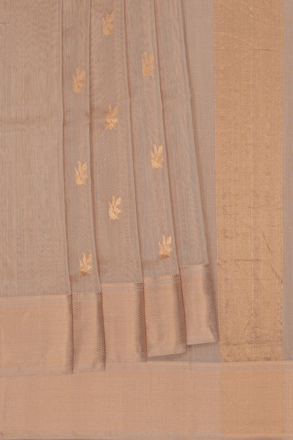 Image of Gold Maheshwari Tissue Silk Saree