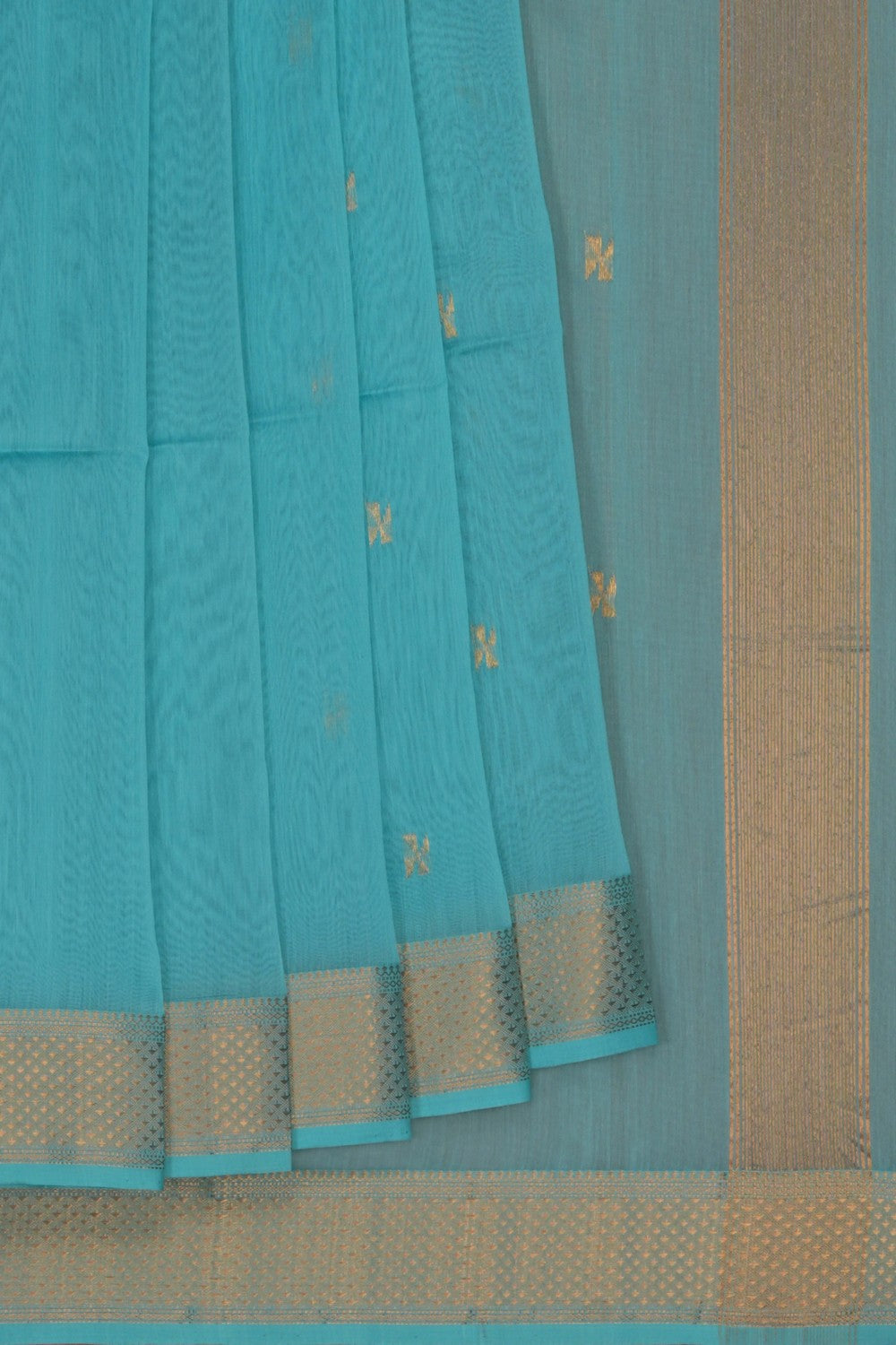 Image of Blue Maheshwari Silk Cotton Saree