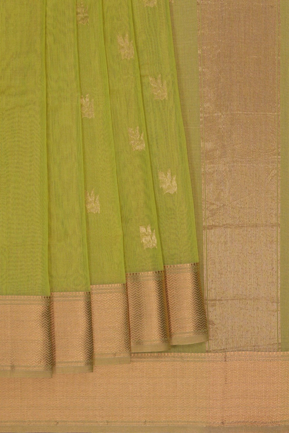 Image of Spring Green Maheshwari Tissue Silk Saree