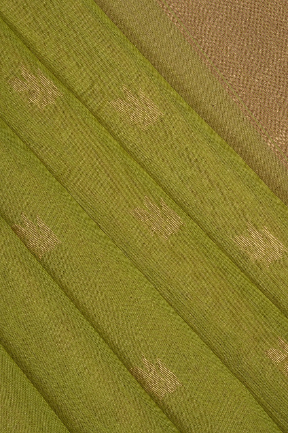 Image of Spring Green Maheshwari Tissue Silk Saree