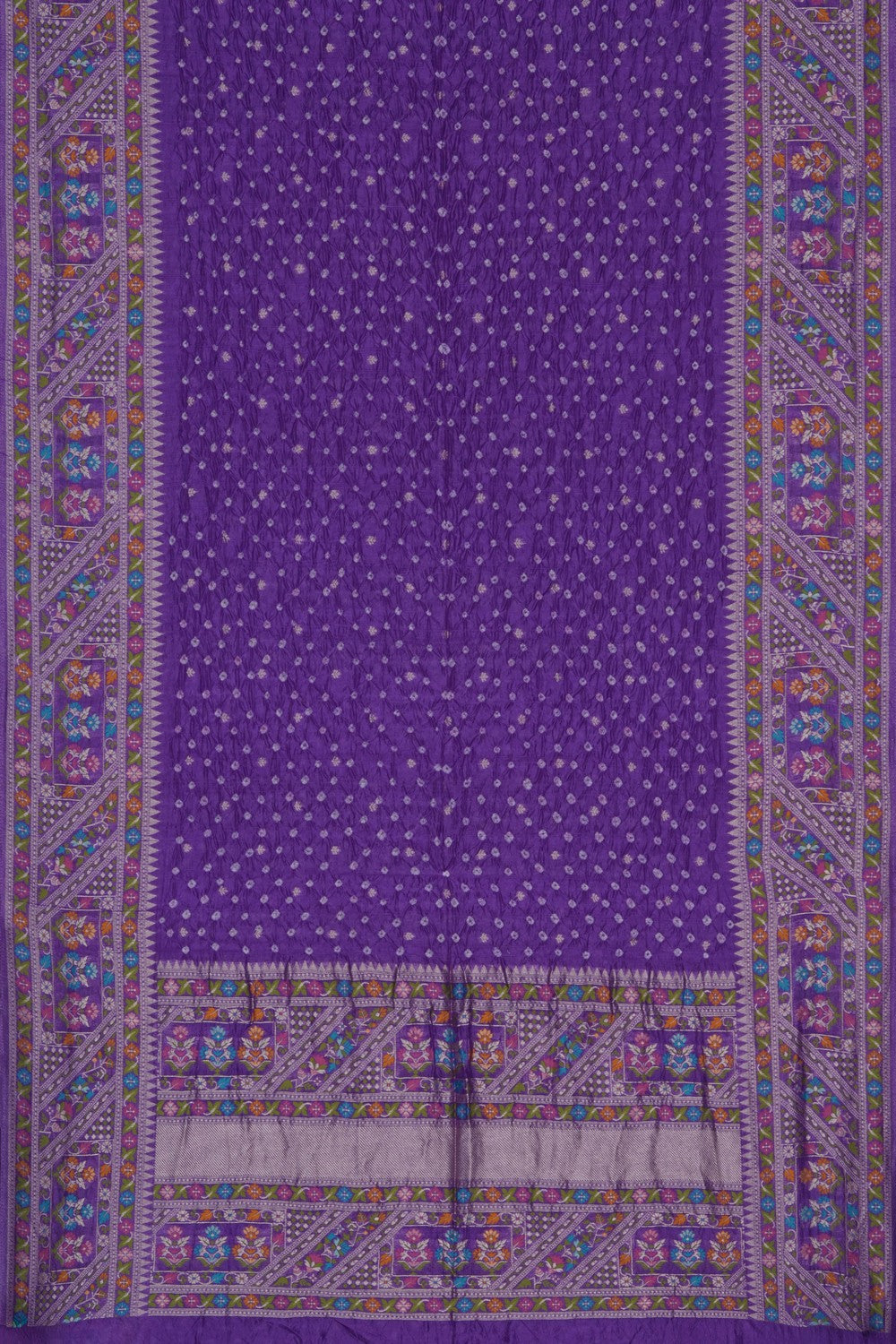 Image of Purple Bandhani Dupion Silk Saree