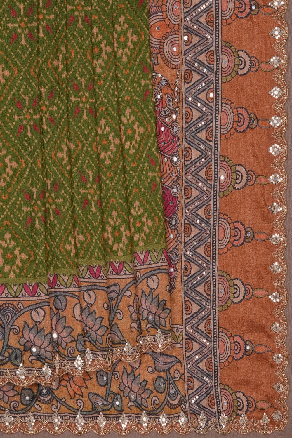 Image of Patola Kalamkari Fusion Saree