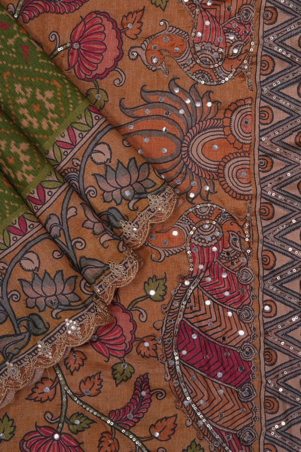 Image of Patola Kalamkari Fusion Saree