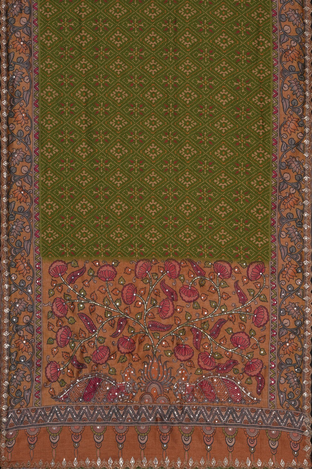Image of Patola Kalamkari Fusion Saree