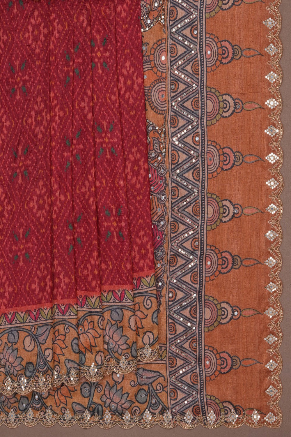 Image of Patola Kalamkari Fusion Saree