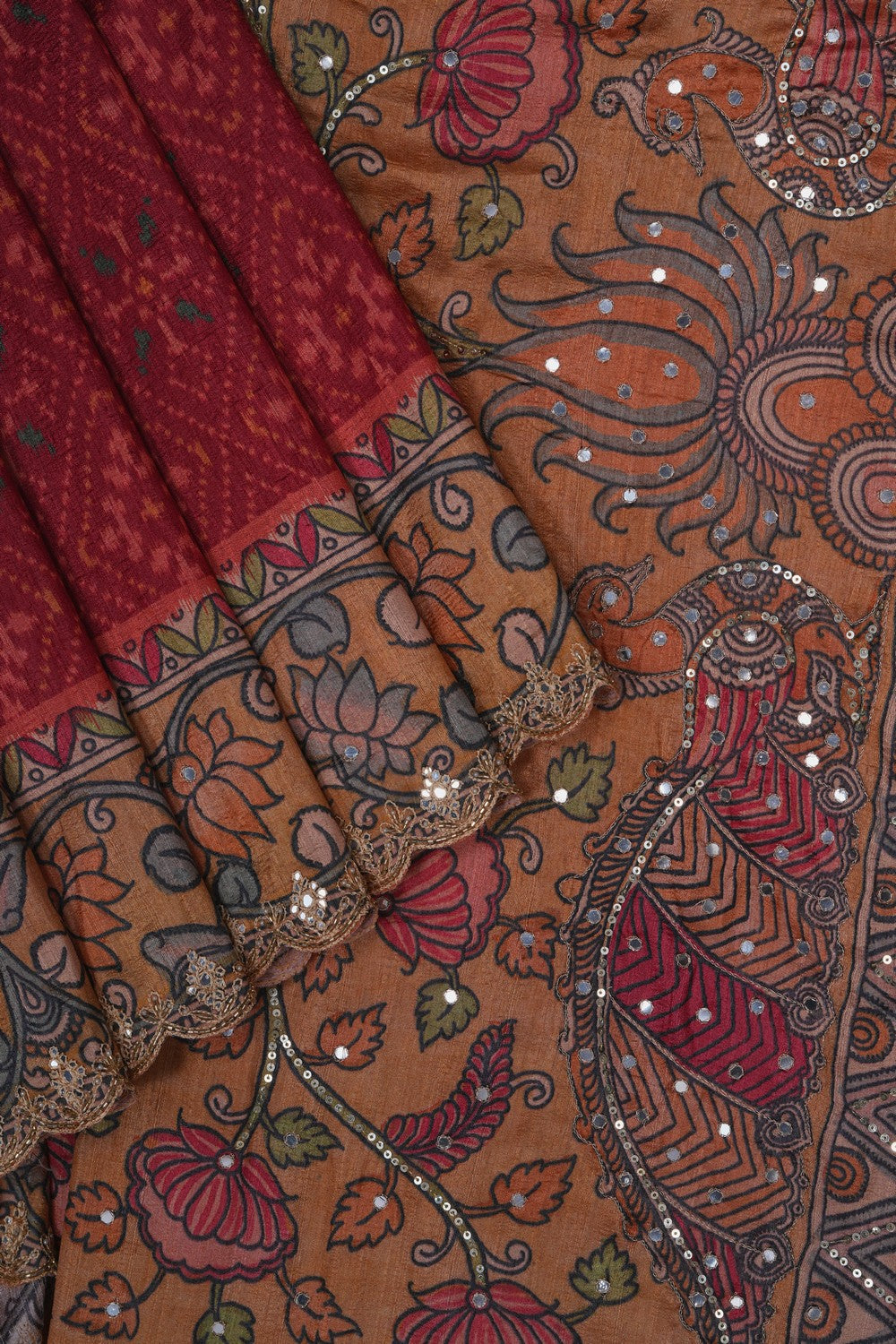 Image of Patola Kalamkari Fusion Saree
