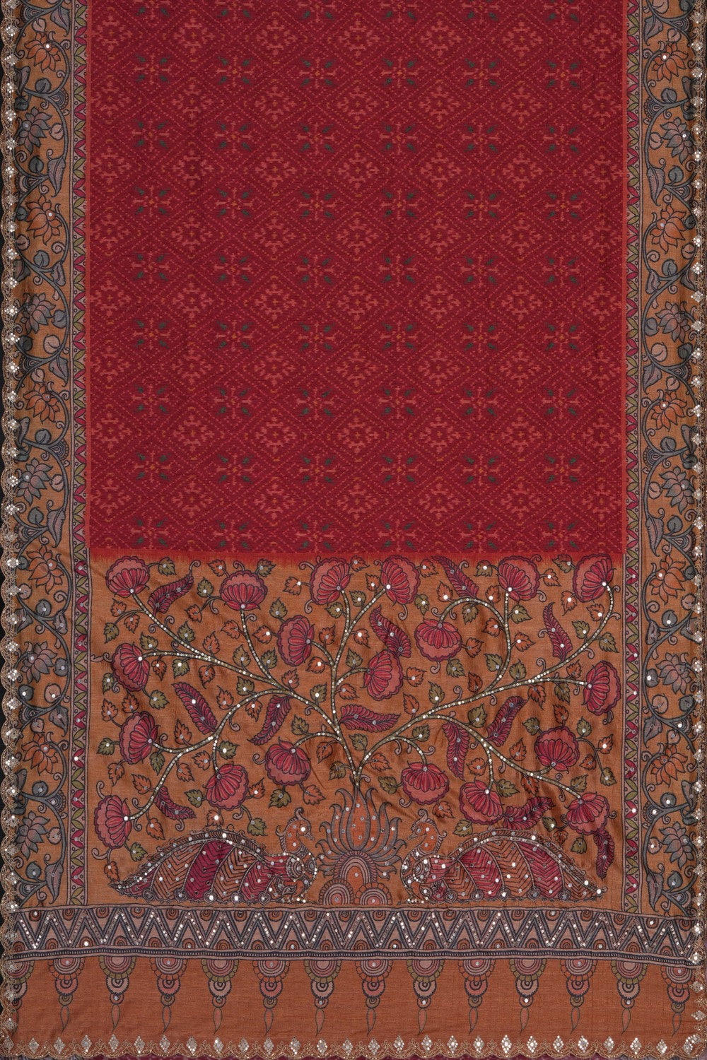 Image of Patola Kalamkari Fusion Saree