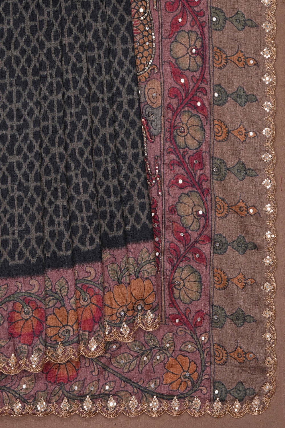Image of Patola Kalamkari Fusion Saree