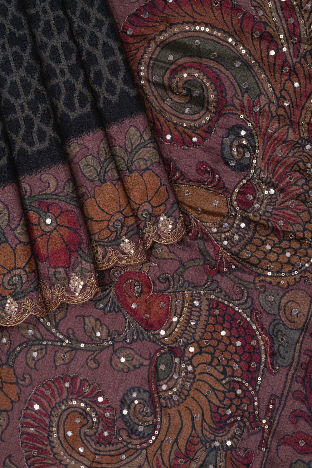 Image of Patola Kalamkari Fusion Saree
