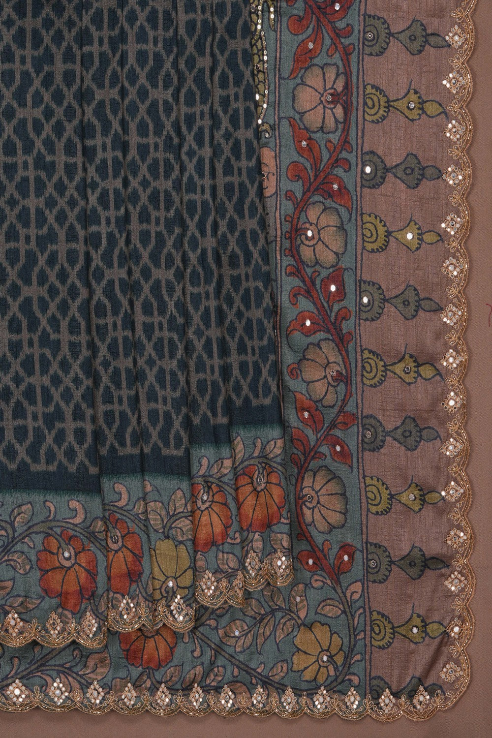 Image of Patola Kalamkari Fusion Saree