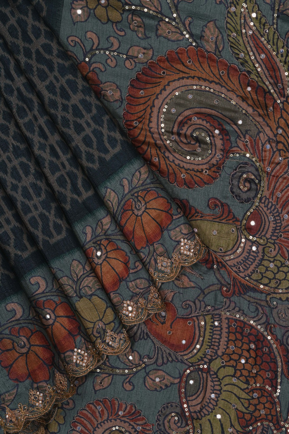 Image of Patola Kalamkari Fusion Saree